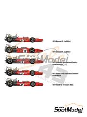 Cigale 43 Modelcraft: Decoracin escala 1/43 - March Ford 701 Equipo March Engineering, Jo Siffert Automobiles patrocinado por STP, Marlboro N 12, 15, 19, 23, 34 - Joseph 'Jo' Siffert (CH), Alan Rollinson (GB), Xavier Perrot (CH), Franois Mazet (FR) - Gran Premio de Frmula 1 de Alemania, Gran Premio de Frmula 1 de Francia, Gran Premio de Formula 1 de Mnaco, Memorial Jochen Rindt, Trofeo Primavera Rothmans/Daily Express 1970 y 1971 - calcas de agua, instrucciones de colocacin y calcas de sponsors de tabaco - para las referencias de Tameo Kits SLK100, SLK102, SLK107 y SLK114