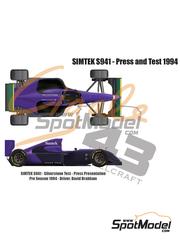 Cigale 43 Modelcraft: Car scale model kit 1/43 scale - Simtek Ford S941 sponsored by MTV, Cox #31, 32 - David Brabham (AU), Roland Ratzenberger (AT) - San Marino Formula 1 Grand Prix 1994 - photo-etched parts, rubber parts, water slide decals, white metal parts, other materials and assembly instructions
