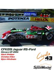 Cigale 43 Modelcraft: Car scale model kit 1/43 scale - Jaguar Cosworth R5 Jaguar Racing Team sponsored by HSBC, Du Pont #14, 15, 37 - Mark Webber (AU), Christian Klien (AT), Bjrn Wirdheim (SE) - Monaco Formula 1 Grand Prix 2004 - photo-etched parts, rubber parts, water slide decals, white metal parts, other materials and assembly instructions