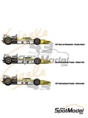 Cigale 43 Modelcraft: Decoracin escala 1/43 - March Ford 701 Equipo Clarke-Mordaunt Racing N 8, 15, 18 - Mike Beuttler (GB) - Carrera de Campeones - ROC Brands Hatch, Daily Express Trophy Silverstone, Trofeo Primavera Rothmans/Daily Express 1971 - calcas de agua e instrucciones de colocacin - para las referencias de Tameo Kits SLK100, SLK102, SLK107 y SLK114