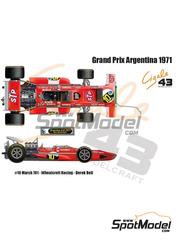 Cigale 43 Modelcraft: Marking / livery 1/43 scale - March Ford 701 Tom Wheatcroft Racing Team sponsored by STP #10 - Derek Bell (GB) - Argentine Formula 1 Grand Prix 1971 - water slide decals and placement instructions - for Tameo Kits references SLK100, SLK102, SLK107 and SLK114