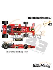 Cigale 43 Modelcraft: Decoraci�n escala 1/43 - March Ford 701 Equipo Siffert Racing patrocinado por STP, SKF N� 12 - Joseph 'Jo' Siffert (CH) - Gran Premio de Argentina de Formula 1 1971 - calcas de agua e instrucciones de colocaci�n - para las referencias de Tameo Kits SLK100, SLK102, SLK107 y SLK114