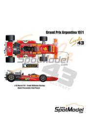 Cigale 43 Modelcraft: Marking / livery 1/43 scale - March Ford 701 Frank Williams Racing Team sponsored by STP, Kodak #14 - Henri Pescarolo (FR) - Argentine Formula 1 Grand Prix 1971 - water slide decals and placement instructions - for Tameo Kits references SLK100, SLK102, SLK107 and SLK114