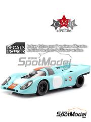 Classic Model Replicars: Diecast model car 1/18 scale - Porsche 917K John Wyer Automotive Engineering Team sponsored by Gulf #7, 10, 15, 16, 25, 92 - Pedro Rodriguez (MX) + Leo Kinnunen (FI), Richard Attwood (GB) + Pedro Rodriguez (MX) - 1000 Kms Brands Hatch, Monza 1000 Kilometres, 12 Hours Sebring, SPA Francorchamps 1000 Kms , Can-Am Watkins Glen, Zeltweg 1000 Kilometres 1970 and 1971 - metal parts, plastic parts, rubber parts and water slide decals