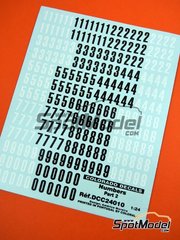 Colorado Decals: Decals 1/24 scale - Black and white numbers - water slide decals