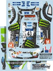 Colorado Decals: Marking / livery 1/24 scale - Ford Fiesta RS WRC sponsored by Monster Energy Drinks #43 - Ken Block (US) - Mexico Rally 2012 - water slide decals - for Belkits reference BEL-003 image