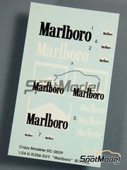 Crazy Modeler: Decals 1/24 scale - Peugeot 206 WRC sponsored by Marlboro 2003 - tobacco logos - for Tamiya reference TAM24267