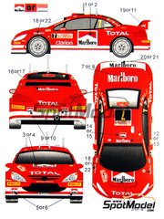 Crazy Modeler: Decals 1/24 scale - Peugeot 307 WRC sponsored by Marlboro - Monte Carlo Rally - Rallye Automobile de Monte-Carlo 2005 - tobacco logos - for Tamiya reference TAM24285