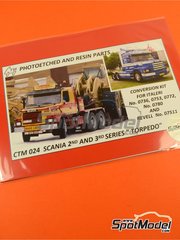 Czech Truck Model: Detail up set 1/24 scale - Scania 142 - 143 - photo-etched parts and assembly instructions - for Italeri references 736, 0736, 753 and 780, or Revell reference REV07511