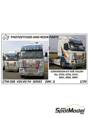 Czech Truck Model: Set de mejora y detallado escala 1/24 - Volvo FH12 / FH16 - fotograbados a todo color, fotograbados y manual de instrucciones - para la referencia de Italeri 3867