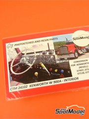 Czech Truck Model: Dashboard 1/25 scale - Kenworth W900 - full colour photo-etched parts - for Revell references REV07402, REV07406, 80-7406, REV07497 and 7497