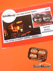 Czech Truck Model: Lights 1/25 scale - US round front lights - photo-etched parts image