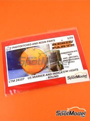 Czech Truck Model: Lights 1/25 scale - US marker and indicator lights round - photo-etched parts and resin parts - for Italeri reference 3894, or Revell references REV07402, REV07406, 80-7406, REV07412, 80-7412, REV07429, 80-7429, REV07497 and 7497 image
