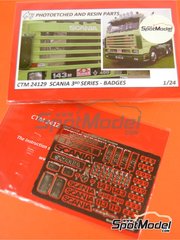 Czech Truck Model: Insignias escala 1/24 - Scania serie 3 - fotograbados - para las referencias de Italeri 3812, 3838, 3881, 3910, 726, 736 y 0736
