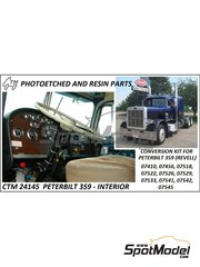 Czech Truck Model: Salpicadero escala 1/24 - Peterbilt 359 - fotograbados a todo color y fotograbados - para kits de Revell