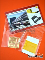 Czech Truck Model: Detalle escala 1/24 - Correas de amarre de color amarillo con trinquete - fotograbados y tela de cinturones