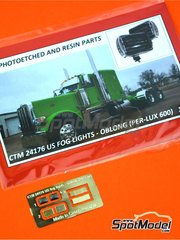 Czech Truck Model: Luces escala 1/24 - Luces de niebla rectangulares PER-LUX 600  estilo americano - fotograbados - 2 unidades