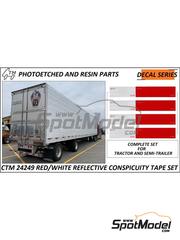 Czech Truck Model: Logotipos escala 1/24 - Cintas de visibilidad rojas y blancas - Red and white conspicuity tape set - calcas de agua