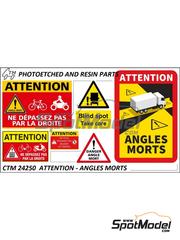 Czech Truck Model: Calcas de agua escala 1/24 - Indicadores de Seguridad, precaucin y ngulos Muertos - Attention Angles Morts - calcas de agua