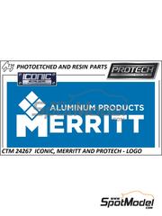 Czech Truck Model: Detalle escala 1/24 - Placas logos Iconit, Merritt y Protech - fotograbados a todo color