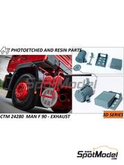 Czech Truck Model: Detail up set 1/24 scale - Man F90 - Exhaust and battery box - 3D printed parts
