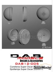 D.A.B. Models: Lights 1/12 scale - Super Oscar Spot Lights 200mm - 3D printed parts and water slide decals - 4 units