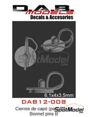 Decalcas DCL-PAR070: Bonnet pins 1/12 scale - Large Rubber bonnet