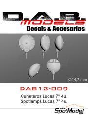 D.A.B. Models: Lights 1/12 scale - Lucas spotlamps 7 inches with lower mount - 3D printed parts and other materials - 4 units