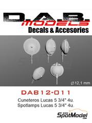 D.A.B. Models: Lights 1/12 scale - Lucas spotlamps 5 3/4 inches with with lower mount - 3D printed parts and other materials - 4 units