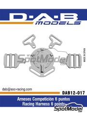 D.A.B. Models: Seatbelts 1/12 scale - Racing harness 6 points - 3D printed parts - 2 units