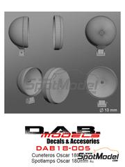 D.A.B. Models: Luces escala 1/18 - Faro Oscar de 180mm - piezas impresas en 3D y calcas de agua - 4 unidades