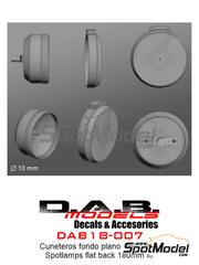 D.A.B. Models: Lights 1/18 scale - Spotlamps with flat back 180mm - 3D printed parts and water slide decals - 4 units image