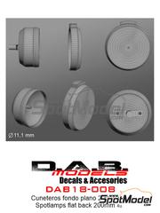 D.A.B. Models: Lights 1/18 scale - Spotlamps with flat back 200mm - 3D printed parts and water slide decals - 4 units image