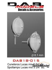 D.A.B. Models: Lights 1/18 scale - Lucas spotlamps 5 3/4 inches set - 3D printed parts and other materials - 8 units