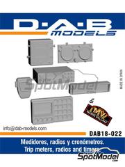 D.A.B. Models: Detail 1/18 scale - Trip meters, radios and timers - 3D printed parts and water slide decals