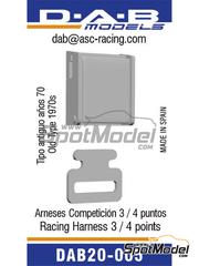 D.A.B. Models: Seatbelts 1/20 scale - Racing harness 3 - 4 points 1970-1980 - 3D printed parts - 2 units