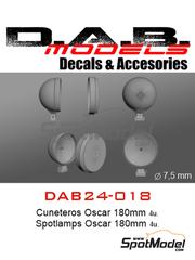 D.A.B. Models: Lights 1/24 scale - Oscar Spot Lights 180mm - 3D printed parts and water slide decals - 4 units