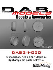 D.A.B. Models: Luces escala 1/24 - Faro plano de 180mm - piezas impresas en 3D y calcas de agua - 4 unidades