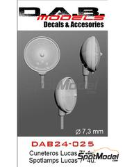 D.A.B. Models: Luces escala 1/24 - Faros cuneteros Lucas de 7 pulgadas con anclaje inferior - piezas impresas en 3D y otros materiales - 4 unidades