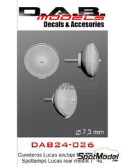 D.A.B. Models: Lights 1/24 scale - Lucas spotlamps 7 inches with rear mount - 3D printed parts and other materials - 4 units