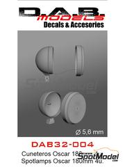 D.A.B. Models: Lights 1/32 scale - Oscar Spot Lights 180mm - 3D printed parts and water slide decals - 4 units