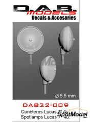D.A.B. Models: Lights 1/32 scale - Lucas spotlamps 7 inches with lower mount - 3D printed parts and other materials - 4 units