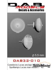 D.A.B. Models: Lights 1/32 scale - Lucas spotlamps 7 inches with rear mount - 3D printed parts and other materials - 4 units