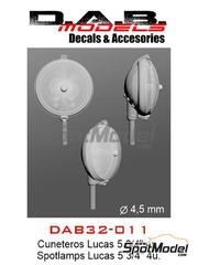 D.A.B. Models: Lights 1/32 scale - Lucas spotlamps 5 3/4 inches with lower mount - 3D printed parts and other materials - 4 units