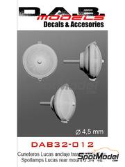 D.A.B. Models: Lights 1/32 scale - Lucas spotlamps 5 3/4 inches with rear mount - 3D printed parts and other materials - 4 units