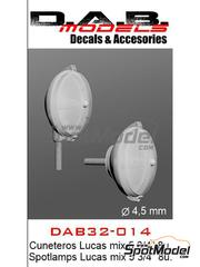 D.A.B. Models: Lights 1/32 scale - Lucas spotlamps 5 3/4 inches - 3D printed parts and other materials - 8 units
