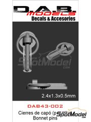 D.A.B. Models: Cierres de capot escala 1/43 - Cierres de capot  con pasador - piezas impresas en 3D - 10 unidades