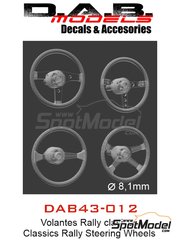 D.A.B. Models: Volante escala 1/43 - Volante cl�sico de rally - Tipo A, B, C y D - piezas impresas en 3D - 4 unidades