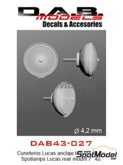 D.A.B. Models: Lights 1/43 scale - Lucas spotlamps 7 inches with rear mount - 3D printed parts and other materials - 4 units