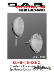 D.A.B. Models: Lights 1/43 scale - Lucas spotlamps 7 inches - 3D printed parts and other materials - 8 units